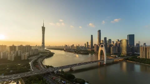 Orbiting Drone Shot Around Canton Tower Guangzhou Vídeos de archivo 333035844