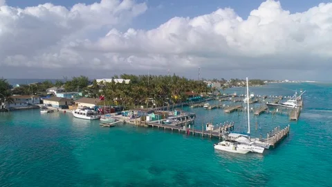 Orbiting Drone Shot of a Marina in Bimini 4K Stock Footage 84239220