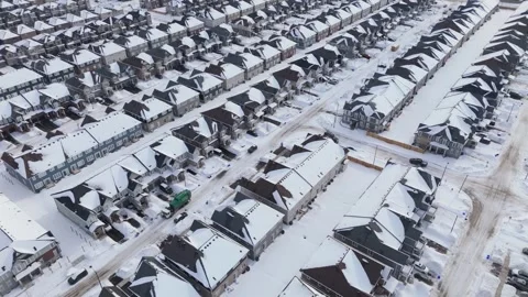Orbiting Drone Shot Of Newly Constructed Homes During Housing Crisis In Erin Stock Footage 332564638