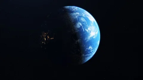 Orbiting earth at the dark side. Stock Footage 96674798