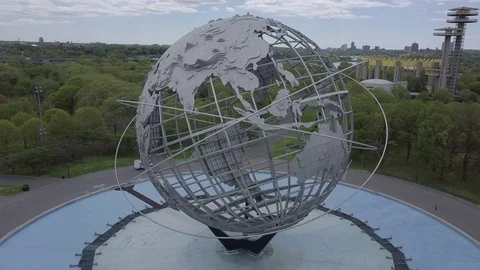 Orbiting the Flushing Meadows Globe Stock Footage 75555545