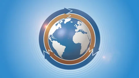 Orbiting Globe With Three Cycle Arrows Stock Footage 66272025