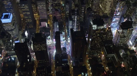 Orbiting glowing Times Square at night. Shot in 2011. Stock Footage 59171654