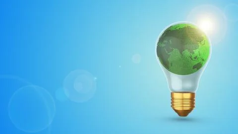 Orbiting Green Globe Inside Of Bulb Shape Illustration