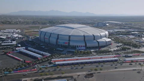 Orbiting left to right of State Farm Stadium 2023 Super Bowl LVII Stock Footage 232289386