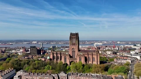 Orbiting Liverpool Cathedral Stock Footage 333795417