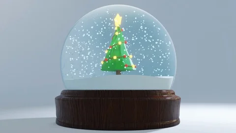 Orbiting loop of CGI christmas tree in snow globe Vídeo Stock 122178591