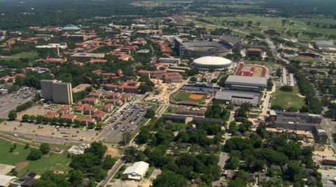 Orbiting LSU campus and Tiger Stadium in Baton Rouge, Louisiana. Shot in 2007. Stock Footage 59506985