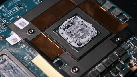 Orbiting Macro Shot of a Computer Processor with Thermal Paste Stock Footage 314134738