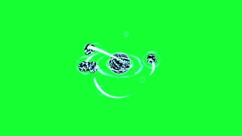 Orbiting Marbled Spheres with Energy Rings Orbital Swirl on Green Screen Stock Footage 264631345
