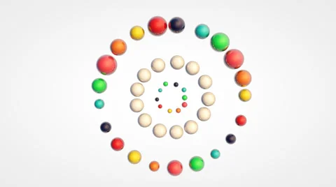 Orbiting movement of small glossy colorful 3d balls Stock Footage 64707511