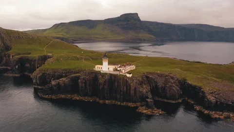 Orbiting The Neist Point Lighthouse Stock Footage 246388986