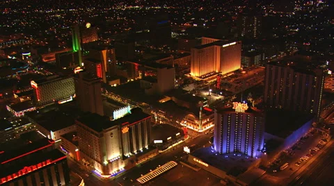 Orbiting northern section of Las Vegas with wide view of cityscape at night. Stock Footage 59515455