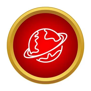 Orbiting planet earth icon in red circle Illustrazione stock