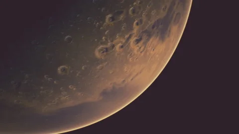 Orbiting Planet Mars in deep space Stock Footage 236406843
