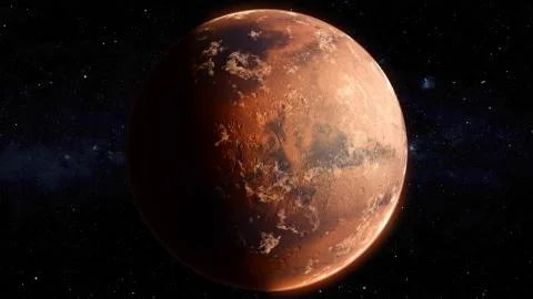 Orbiting Planet Mars. High quality 3d illustration Stock Illustration