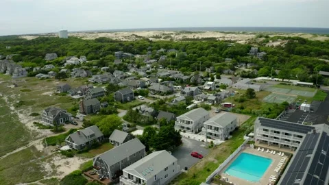 Orbiting Provincetown, Massachusetts, Cape Cod drone aerial on a summer day Stock Footage 204831540