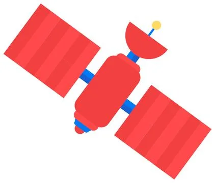Orbiting Satellite Receiving Antenna Flat Icon Stock Illustration