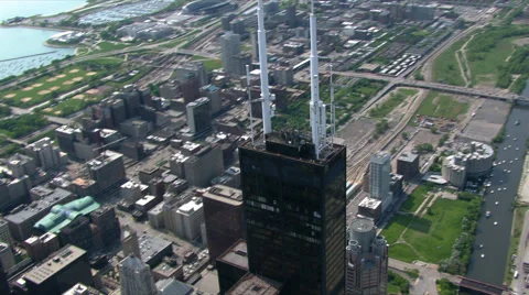 Orbiting the Sears Tower in Chicago. Shot in 2003. Stock Footage 59250623