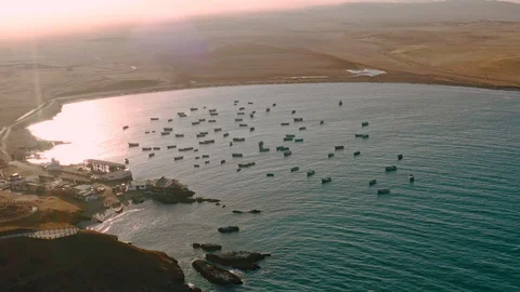 Orbiting ships during sunset at Playa Roja, Peru Stock Footage 115984022