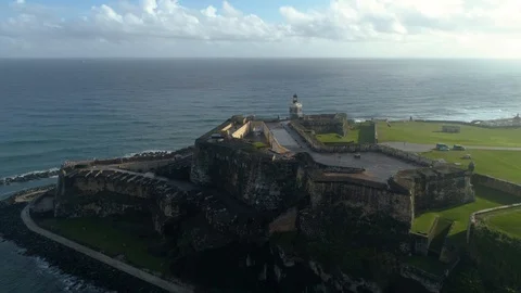 Orbiting Shot of El Morro at Sunrise Stock Footage 112842722