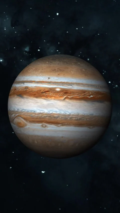Orbiting shot of Jupiter with Europa for mobile vertical screens Stock Footage 292061850