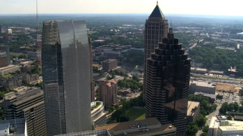 Orbiting skyscrapers of Midtown Atlanta, Georgia. Shot in 2007. Stock Footage 59334423