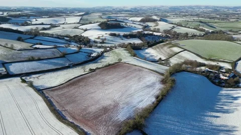 Orbiting Snow Covered Fields Stock Footage 227368449