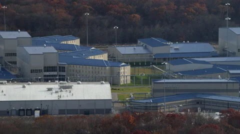 Orbiting South Woods Correctional Facility near Bridgeton, New Jersey. Shot in Stock Footage 59216377