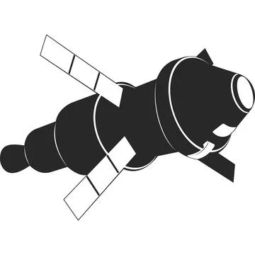 An orbiting spacecraft. Flying ship icon. Vector image. Stock Illustration