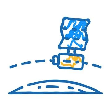 Orbiting spacecraft space exploration icon doodle illustration Stock Illustration