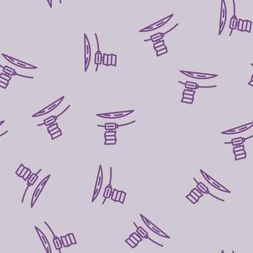 Orbiting spacecraft space exploration line vector seamless pattern Stockillustratie