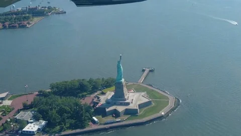 Orbiting the Statue of Liberty Stock Footage 157572782