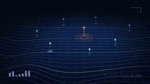 Orbiting Terrain Scan Visualization Futuristic Data Display Digital Grid Stock Footage 344778481