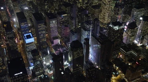 Orbiting Times Square at night. Shot in 2011. Stock Footage 59529774