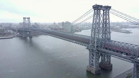 Orbiting Towards Williamsburg Bridge Stock Footage 74984449