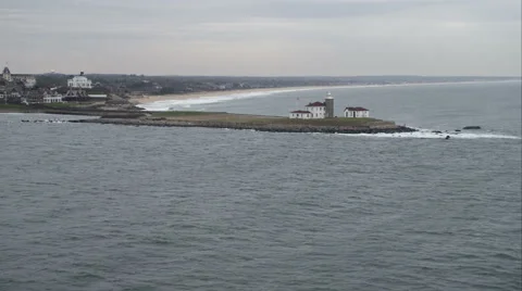 Orbiting Watch Hill Lighthouse, Rhode Island. Shot in November 2011. Stock Footage 59174267