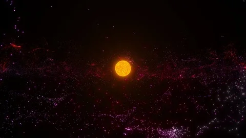 Orbiting Yellow Star,Asteroids, Starfield Loop Stock Footage 118654910