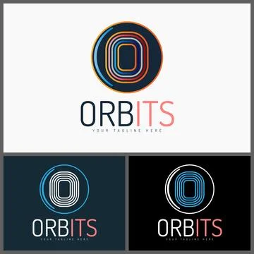 Orbits initial O font line style logo set templates design Stock Illustration
