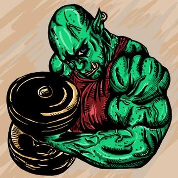 Orc bodybuilder colored Stock Illustration