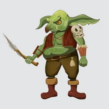 Orc, character, computer games, dagger, Cartoon, vector illustration イラスト素材