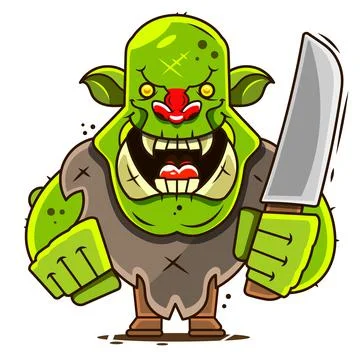 Orc, character, computer games, dagger, Cartoon, vector 스톡 일러스트