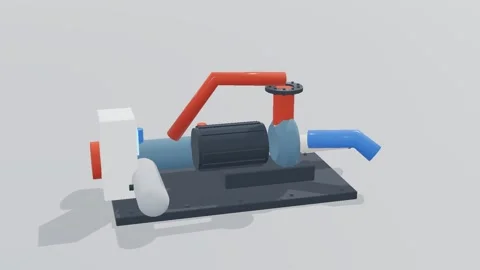 Orc skid geothermal 3d loop white background 3D animation seamless loop Vídeos de archivo 341849444