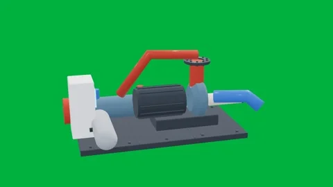 Orc skid geothermal 3d loop green screen Stock Footage 342914031