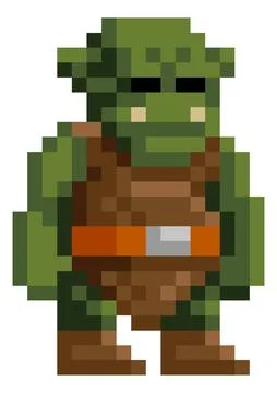 Orc Troll Monster Pixel Art Game Cartoon Character Stock-Illustration