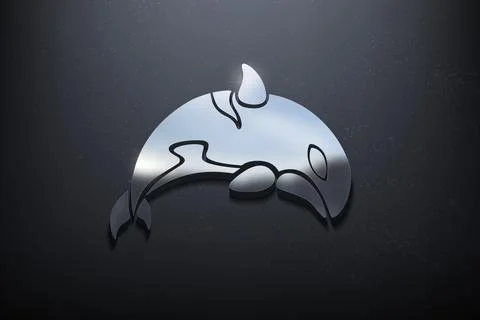 Orca 3D Logo Design, Shiny Mockup Logo with Textured Wall. Realistic Vector.. Illustrazione stock