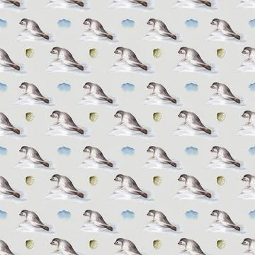 Orca and seal pattern design with whimsical aquatic elements for fabric wra.. イラスト素材