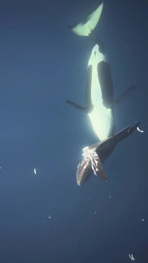 Orca attacks sunfish in the sea Stock Footage 318505371