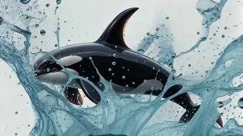 Orca Jumping Isolated on a Transparent Stock Footage 302409146