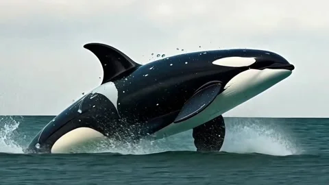 Orca Jumping Isolated on a Transparent Stock Footage 302409174